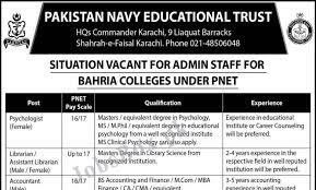 Pak Navy Education Trust Jobs